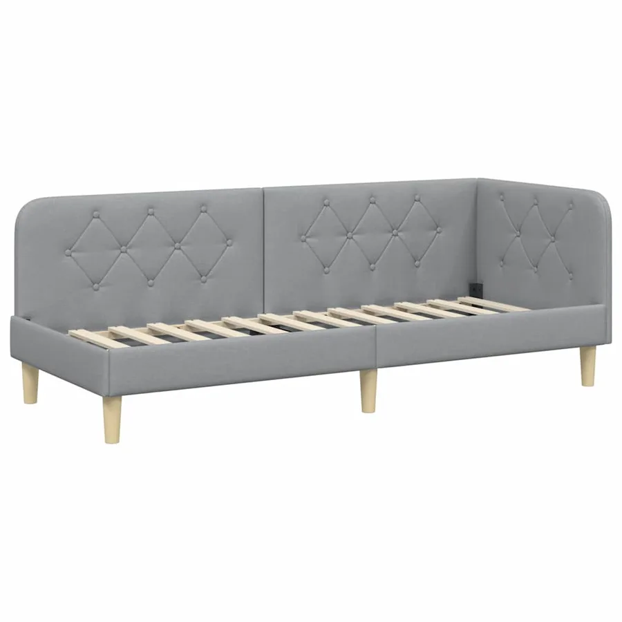 Cadre de lit d'angle Gris clair 80 x 200 cm tissu - 2
