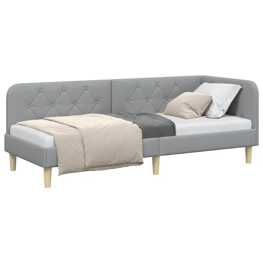 Cadre de lit d'angle Gris clair 80 x 200 cm tissu - 3