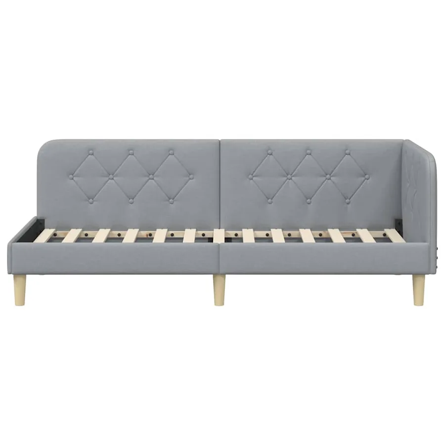 Cadre de lit d'angle Gris clair 80 x 200 cm tissu - 5