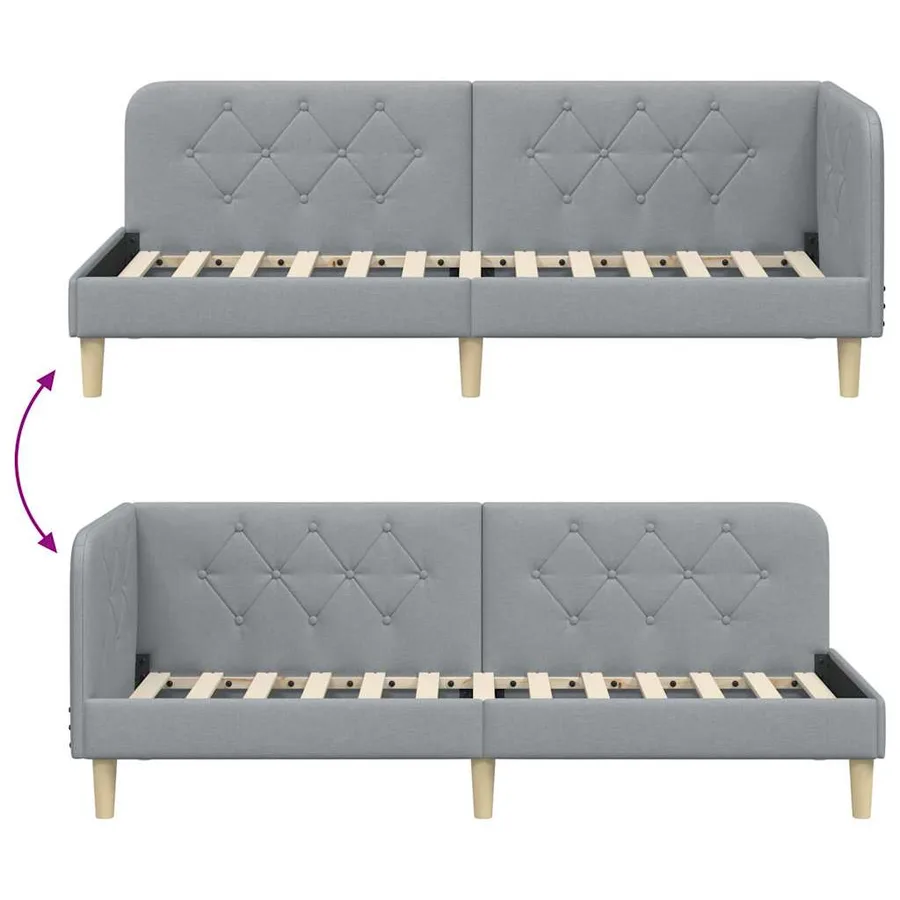 Cadre de lit d'angle Gris clair 80 x 200 cm tissu - 9