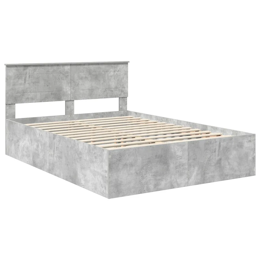 Cadre de lit Gris béton 150 x 200 cm Bois d'ingénierie - 4