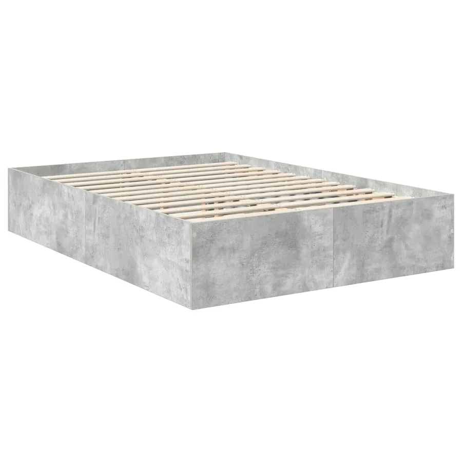 Cadre de lit Gris béton 150 x 200 cm Bois d'ingénierie - 5
