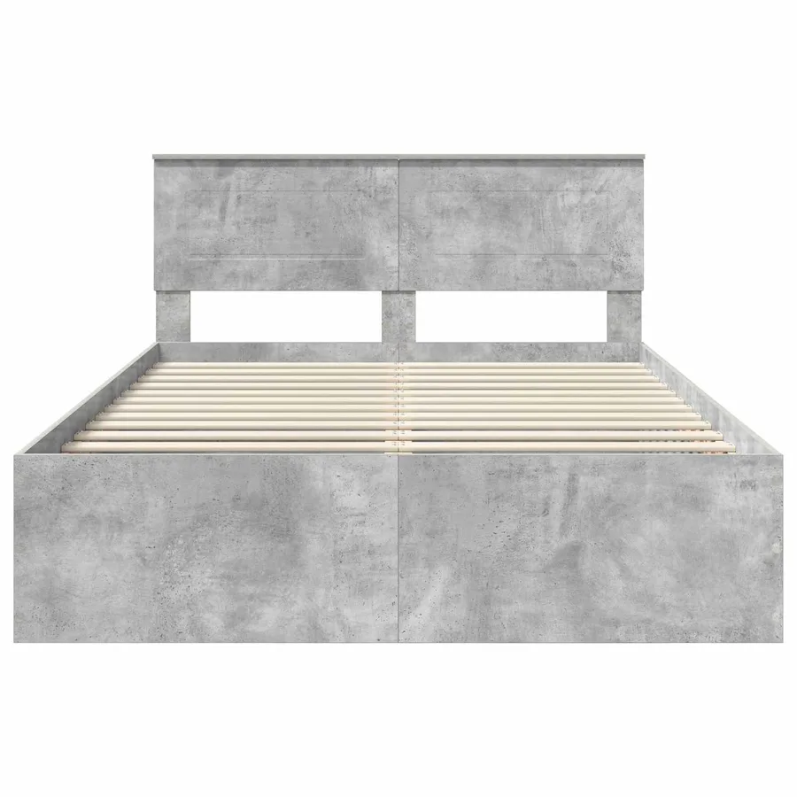 Cadre de lit Gris béton 150 x 200 cm Bois d'ingénierie - 7