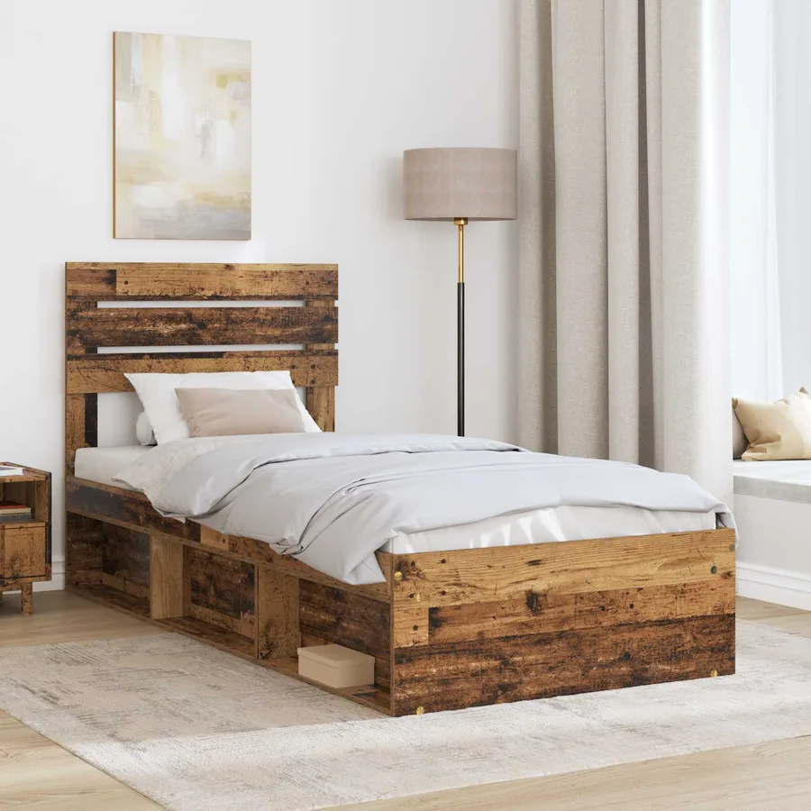 Cadre de lit Bois ancien 100 x 200 cm Pin massif - 3