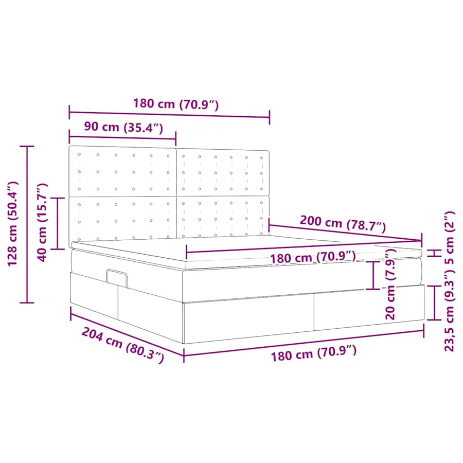 Lit de rangement LED avec matelas Rose 180 x 200 cm Velours - 17