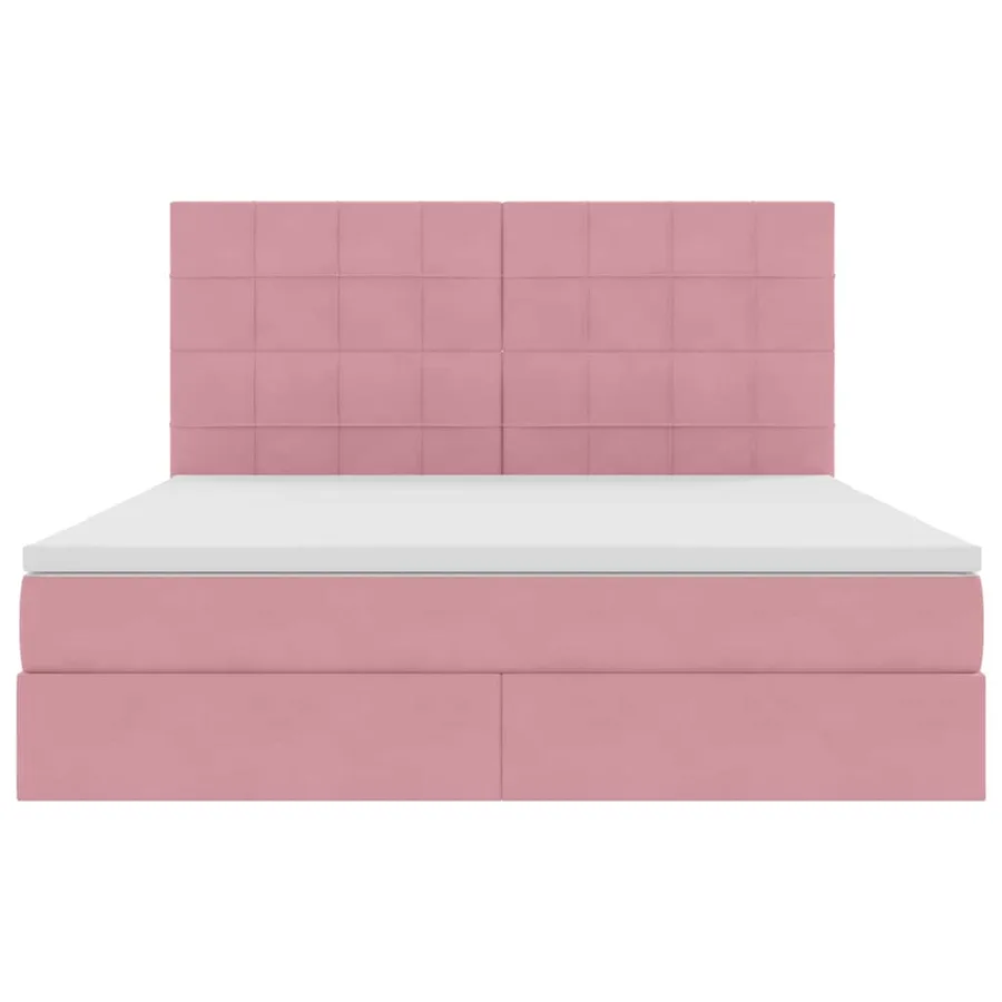 Lit avec rangement et matelas Rose 180 x 200 cm Velours - 7