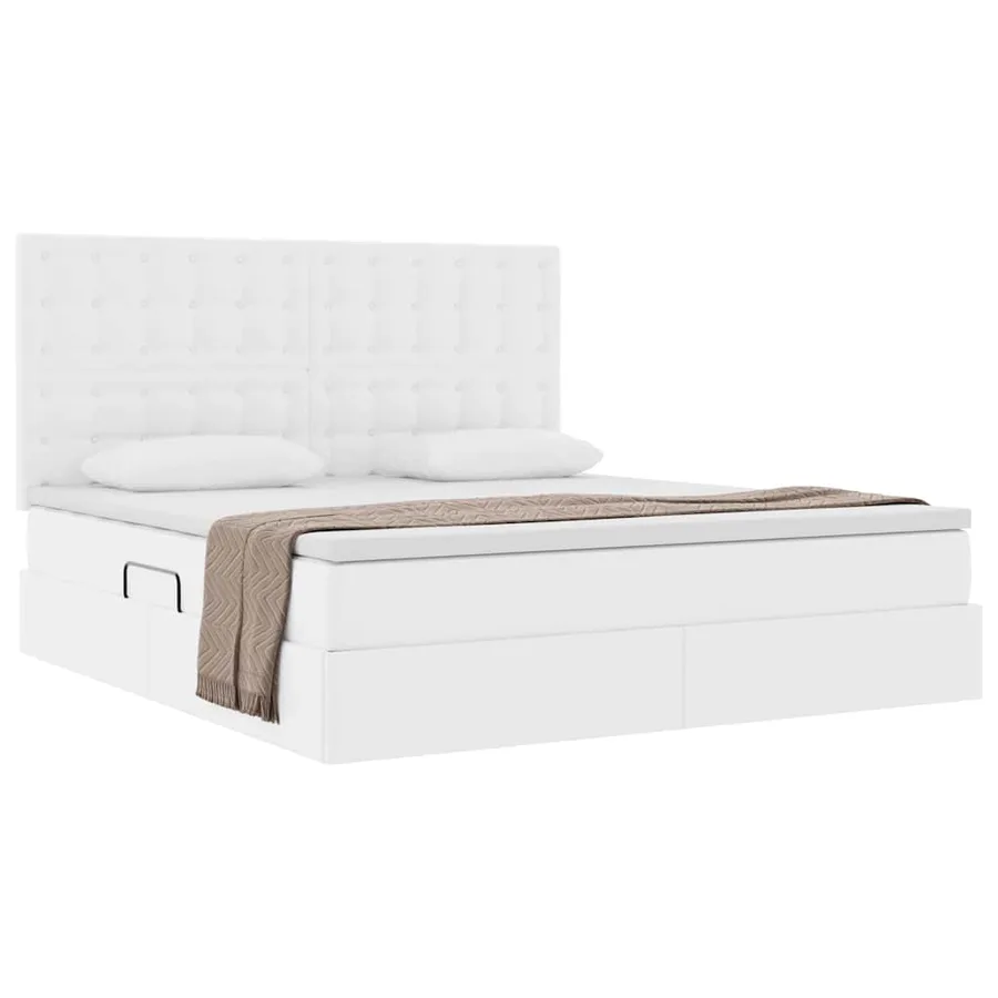 Lit de Rangement Blanc pur 180 x 200 cm Cuir synthétique - 3