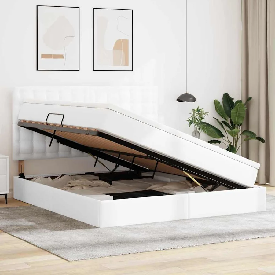 Lit de Rangement Blanc pur 180 x 200 cm Cuir synthétique - 4