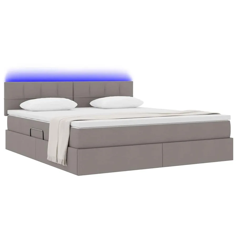 Lit de rangement LED avec matelas Taupe 180 x 200 cm Tissu - 3