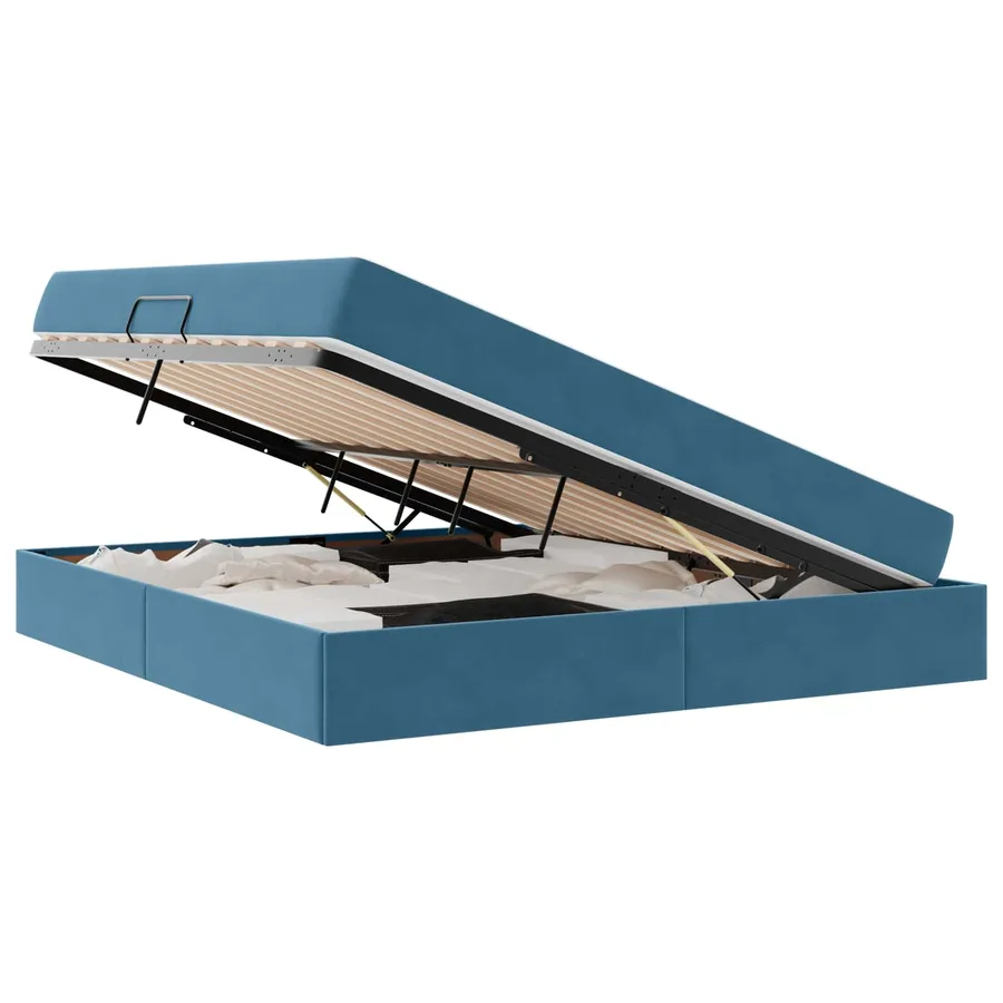 Lit avec rangement et matelas Bleu foncé 180 x 200 cm Velours - 2