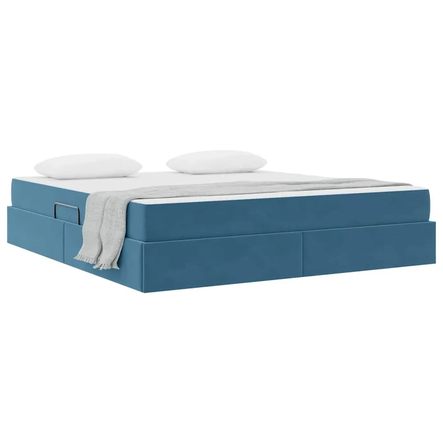 Lit avec rangement et matelas Bleu foncé 180 x 200 cm Velours - 3