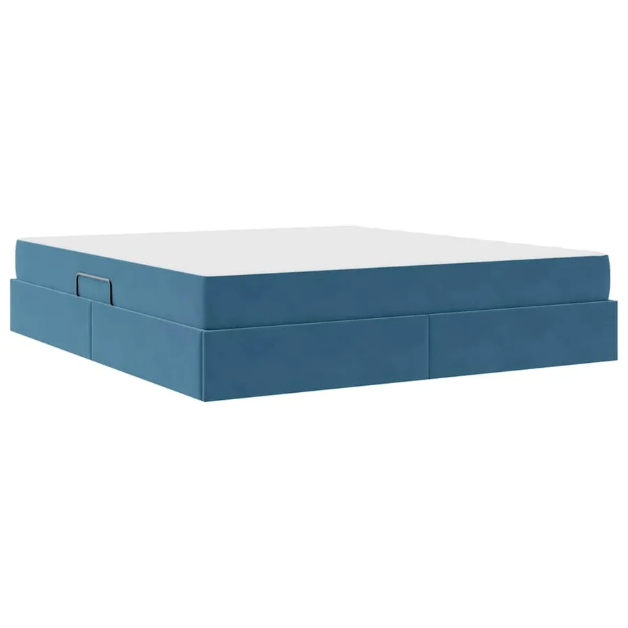 Lit avec rangement et matelas Bleu foncé 180 x 200 cm Velours - 8