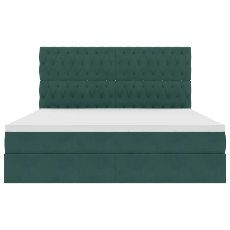 Lit avec rangement et matelas Vert foncé 180 x 200 cm Velours - 7