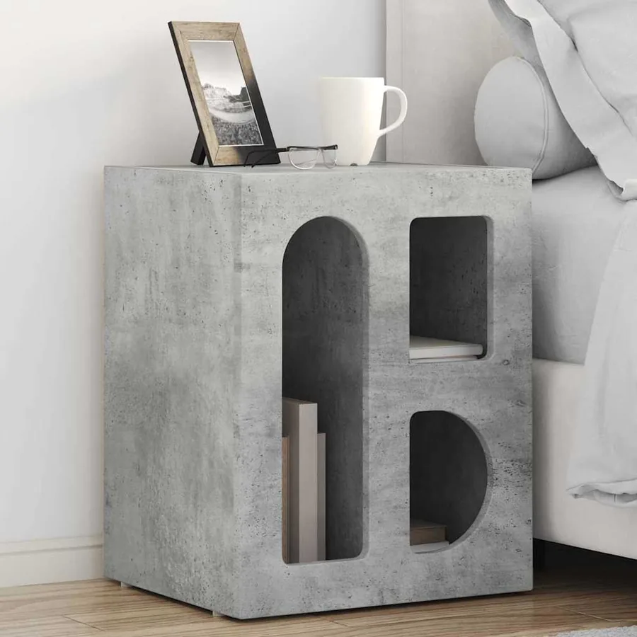 Table de chevet ELST Gris béton 40 x 35 x 50 cm