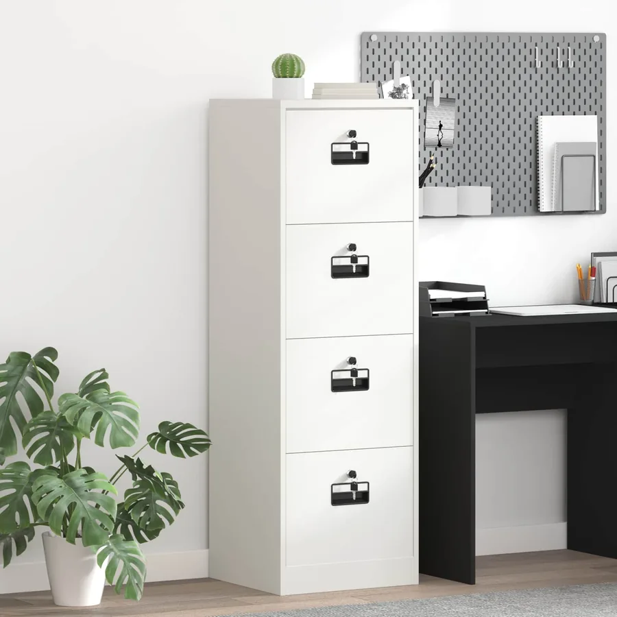 Cabinet de Dossier avec tiroir Blanc 45,5 x 42 x 139 cm