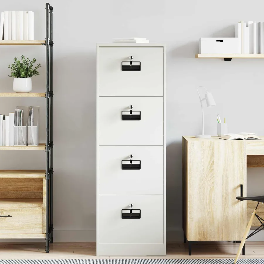 Cabinet de Dossier avec tiroir Blanc 45,5 x 42 x 139 cm - 4