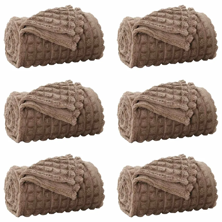 Couvertures à jeter 6 pcs Camel 240 x 220 cm Toison - 2