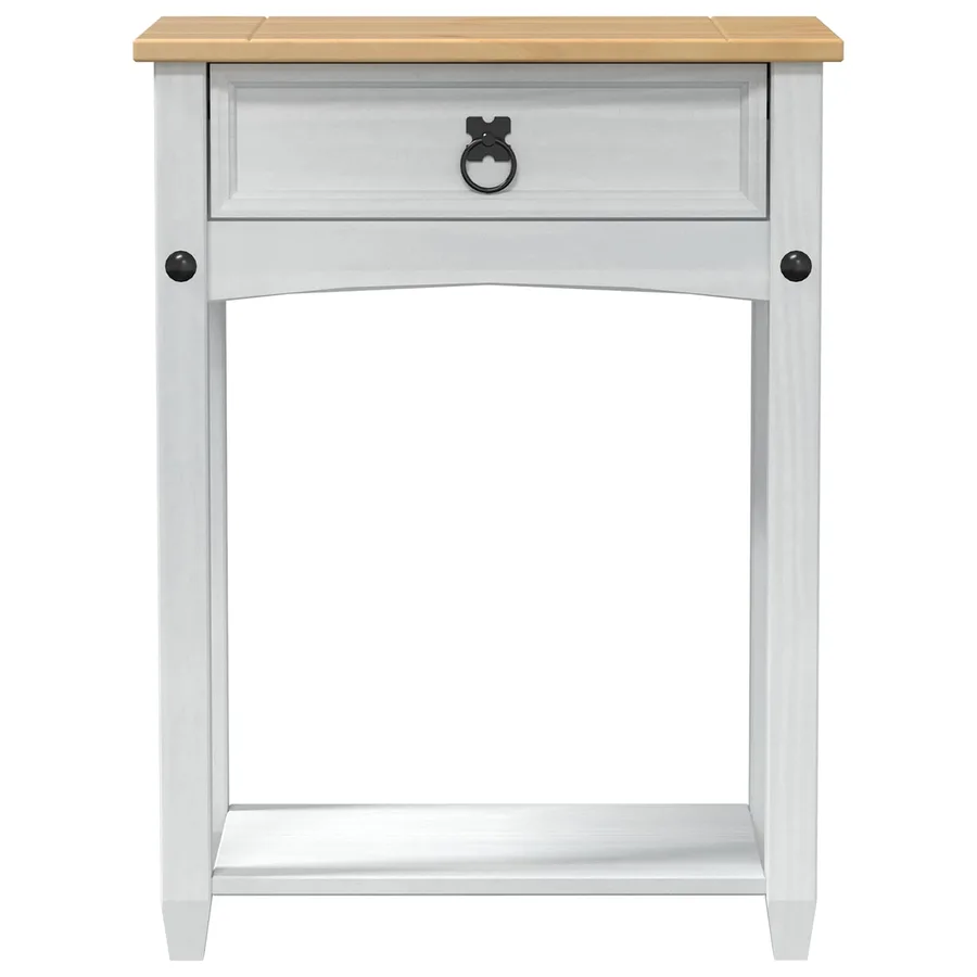 Table console avec tiroir Blanc 55 x 35 x 73 cm Pin massif - 4