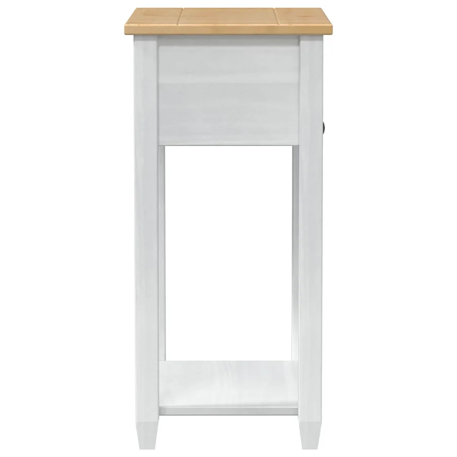 Table console avec tiroir Blanc 55 x 35 x 73 cm Pin massif - 5