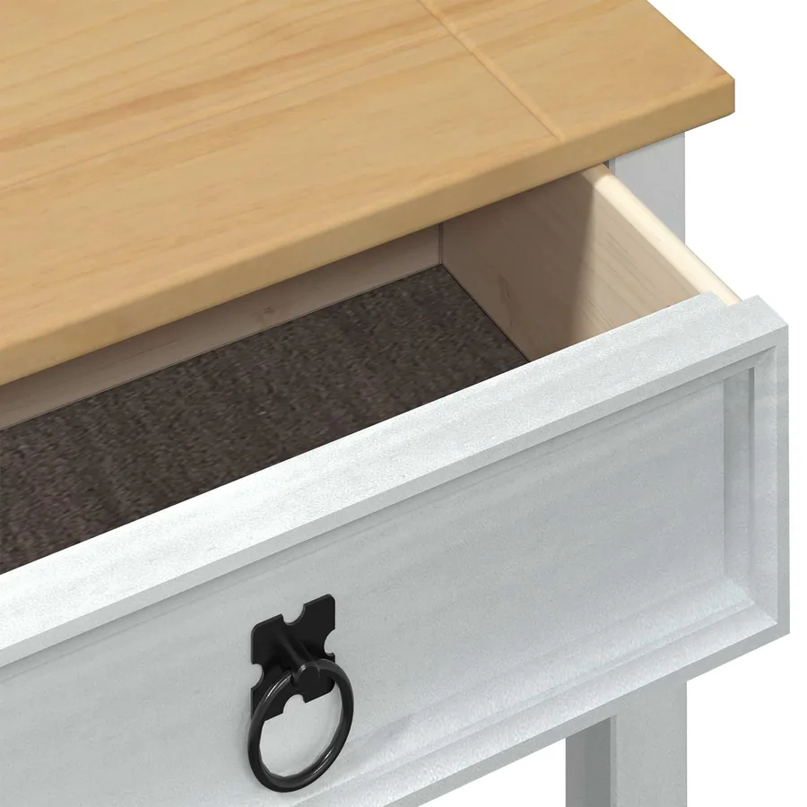 Table console avec tiroir Blanc 55 x 35 x 73 cm Pin massif - 7