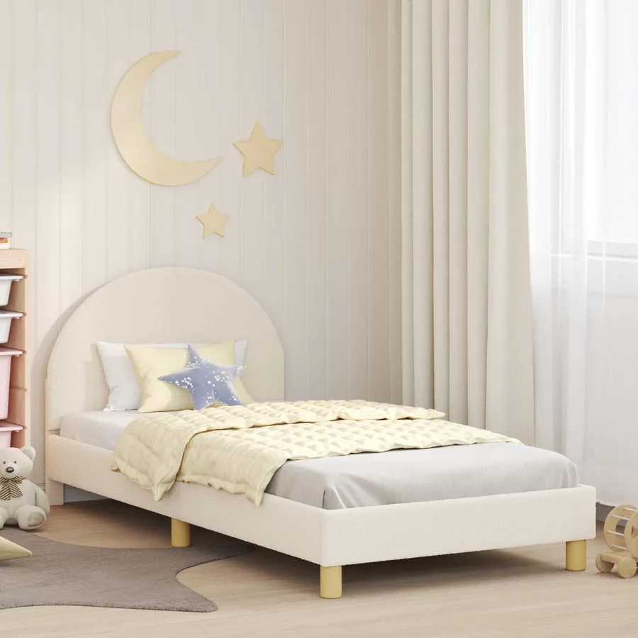 Cadre de lit pour enfants avec tête de lit Crème 90 x 190 cm
