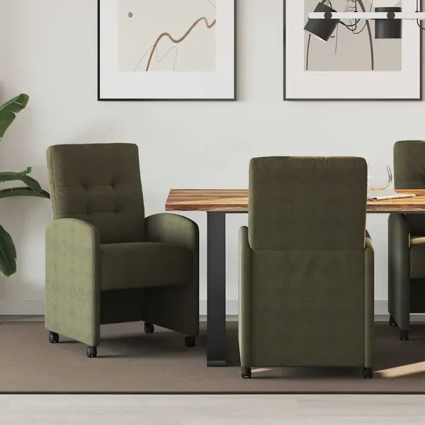 Chaises de Salle à Manger avec Roues 2 pcs Vert armée