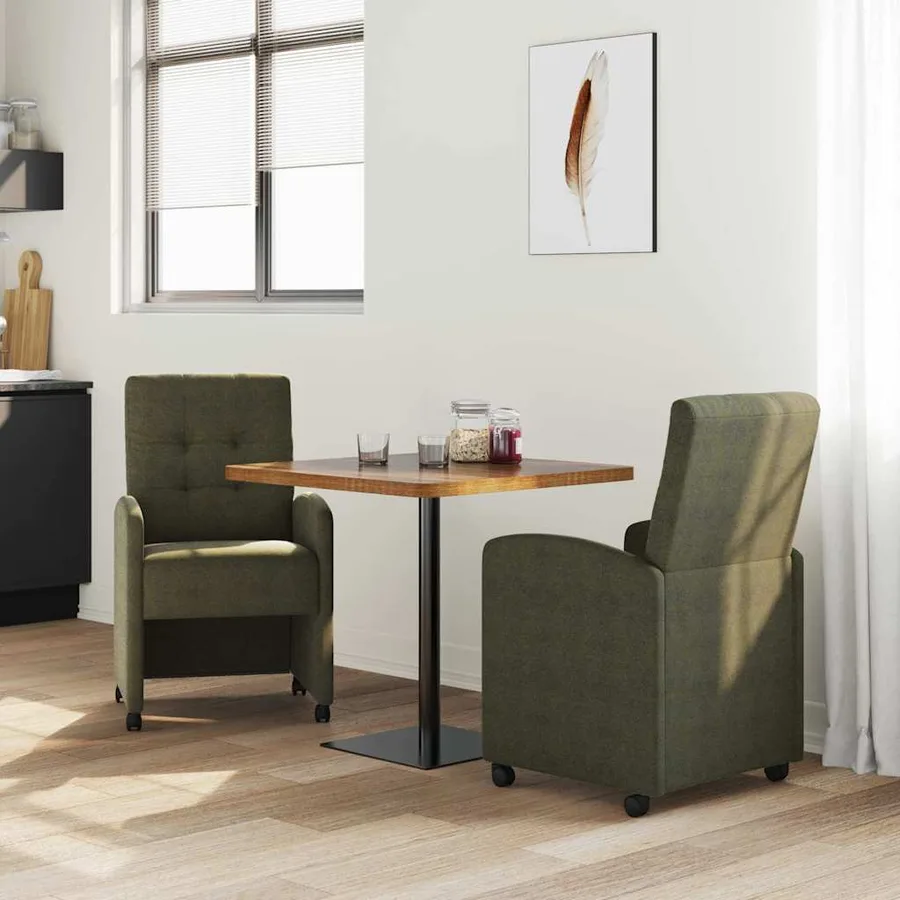Chaises de Salle à Manger avec Roues 2 pcs Vert armée - 3