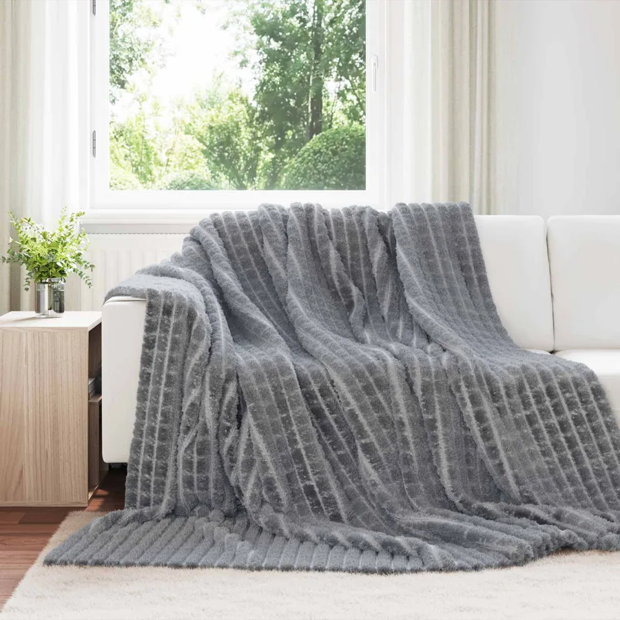 Couvertures à jeter 6 pcs Gris foncé 240 x 220 cm Toison