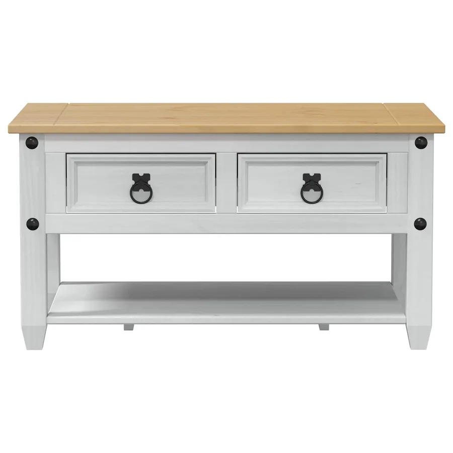 Table basse avec tiroir Blanc 85 x 50 x 45 cm Pin massif - 4