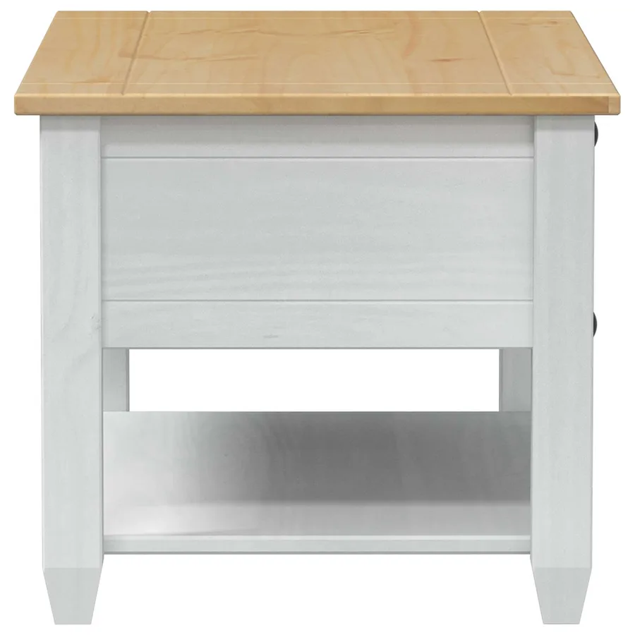 Table basse avec tiroir Blanc 85 x 50 x 45 cm Pin massif - 5