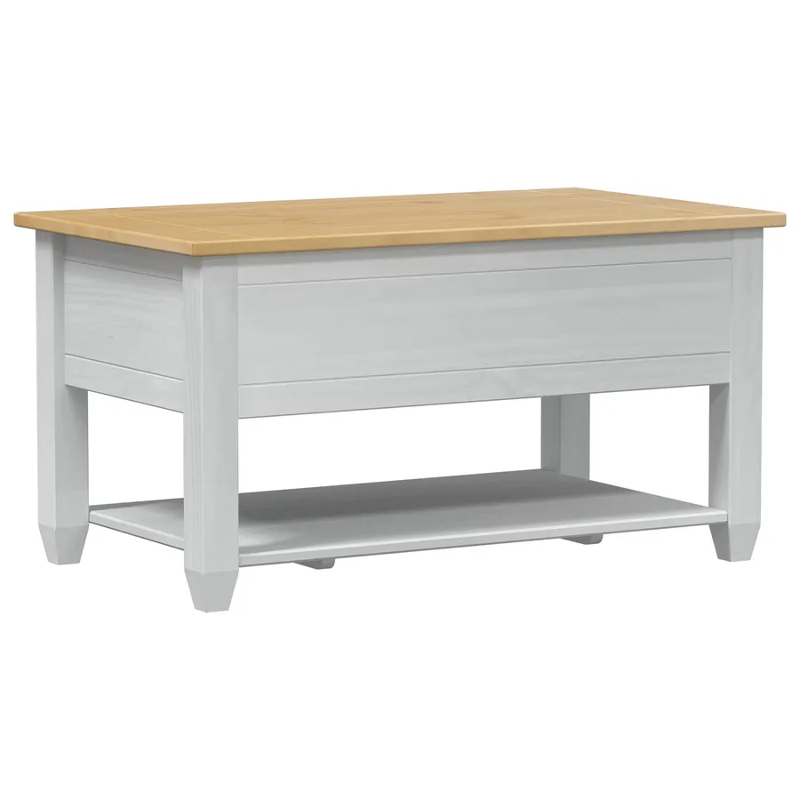 Table basse avec tiroir Blanc 85 x 50 x 45 cm Pin massif - 6