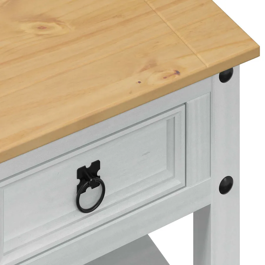 Table basse avec tiroir Blanc 85 x 50 x 45 cm Pin massif - 7