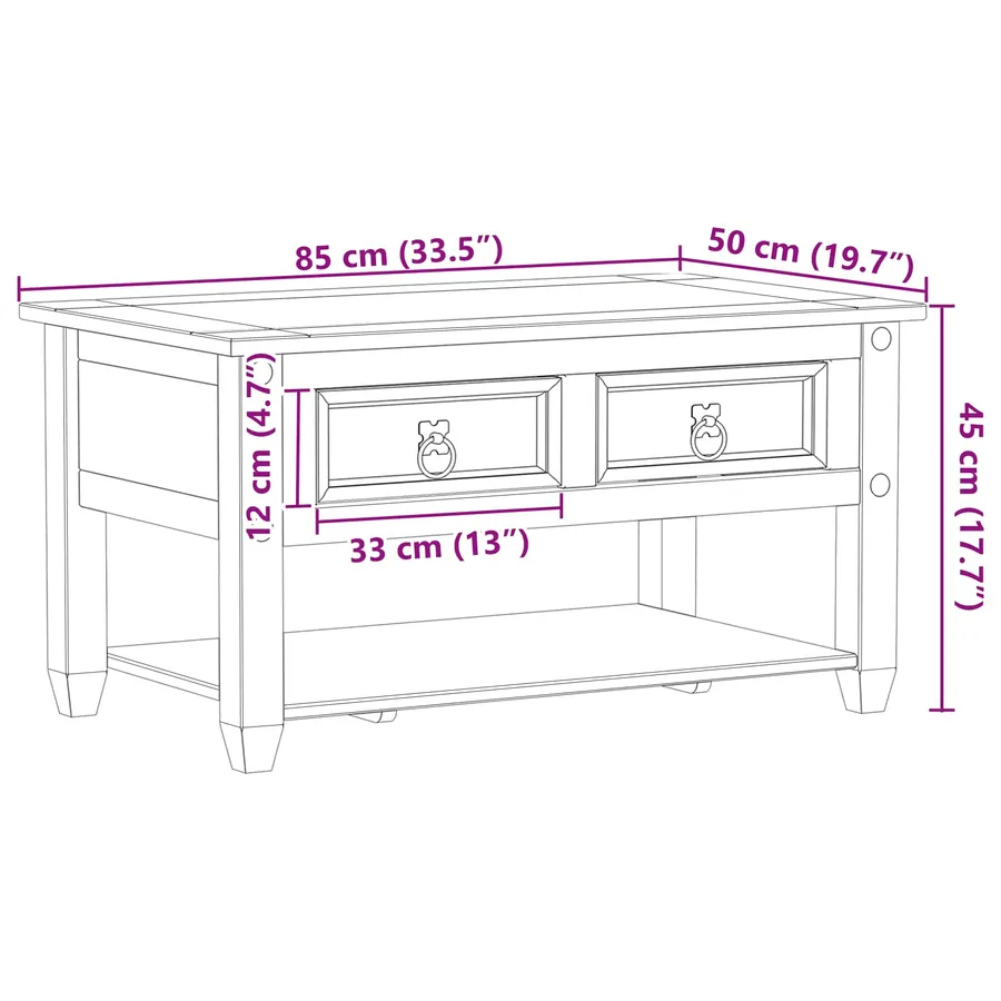 Table basse avec tiroir Blanc 85 x 50 x 45 cm Pin massif - 9