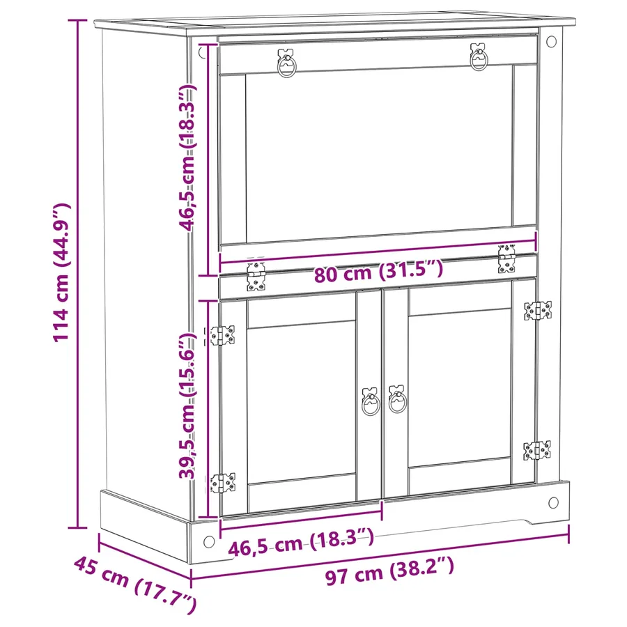 Cabinet à vin Blanc 97 x 45 x 114 cm Pin massif - 9