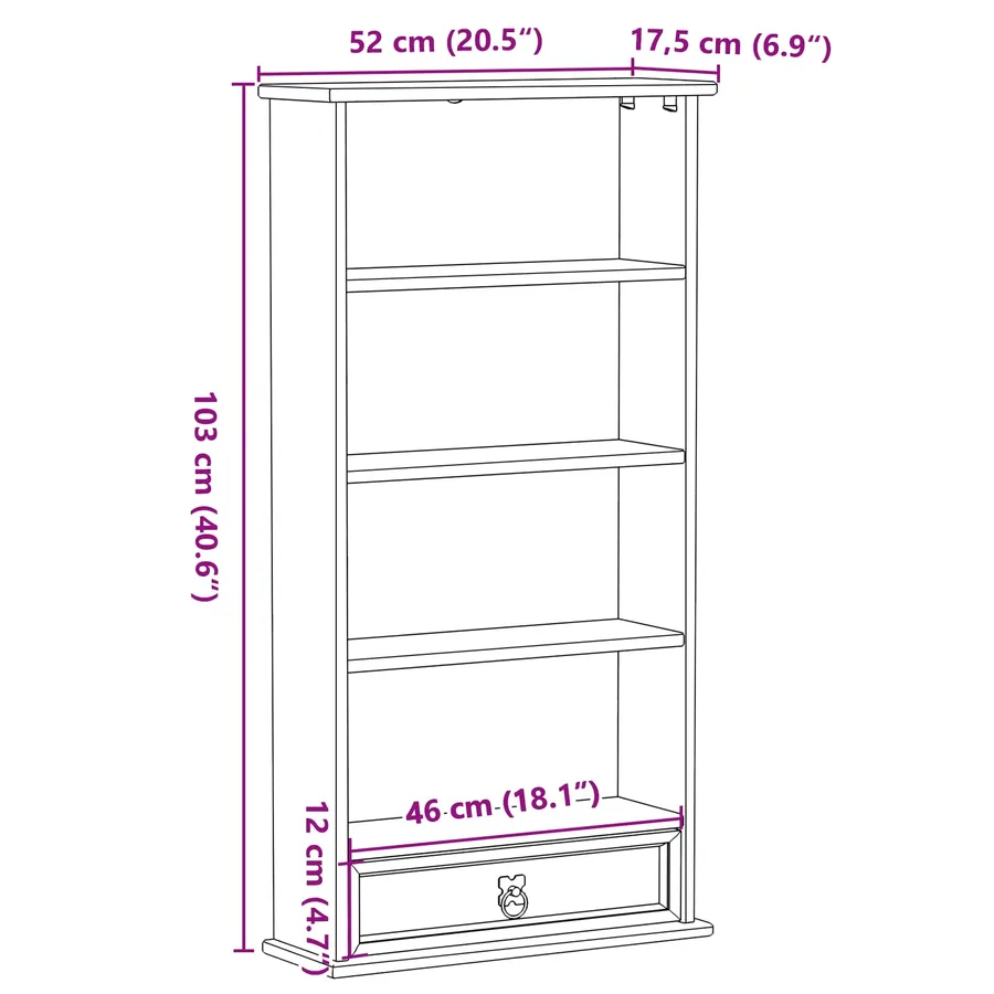Meuble CD Blanc 52 x 17.5 x 103 cm Pin massif - 9