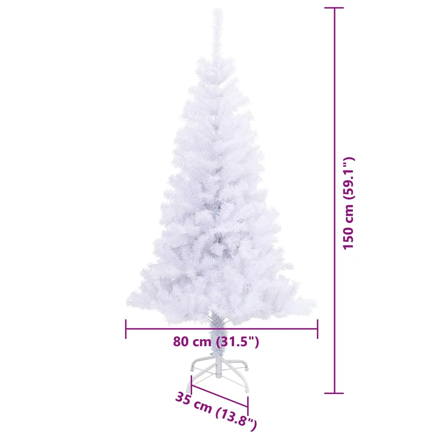 Sapin de Noël artificiel avec 150 LED Blanc 150 cm PVC et Acier - 17