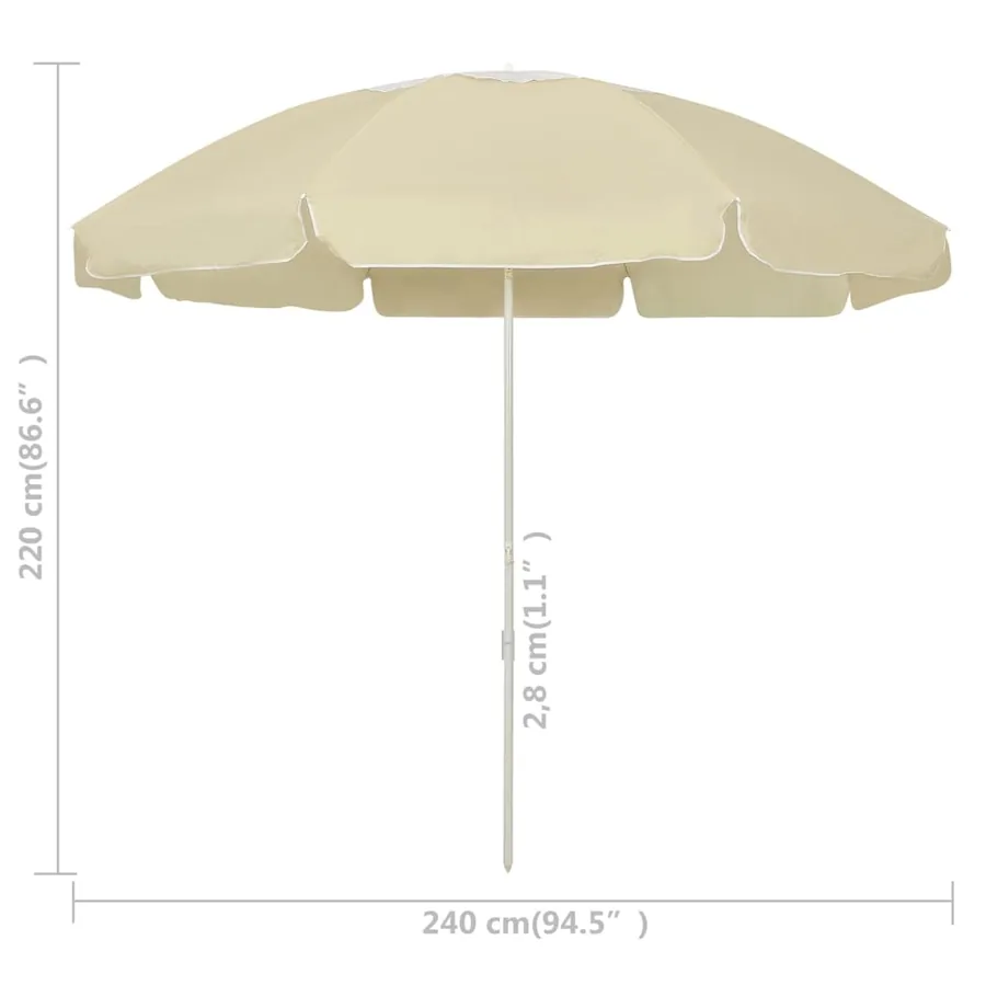 Parasol de plage jaune sable 240 cm - 6