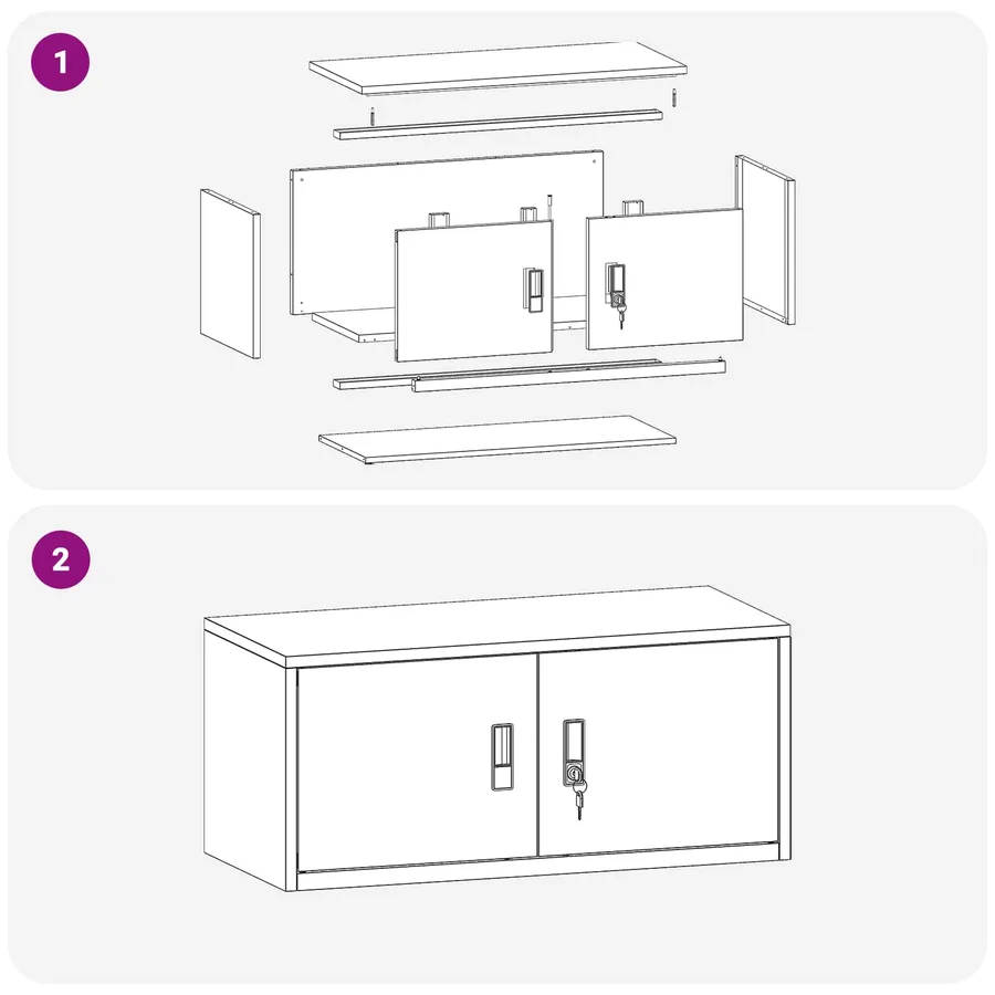 Armoire de rangement Blanc 90 x 40 x 40 cm Acier - 11
