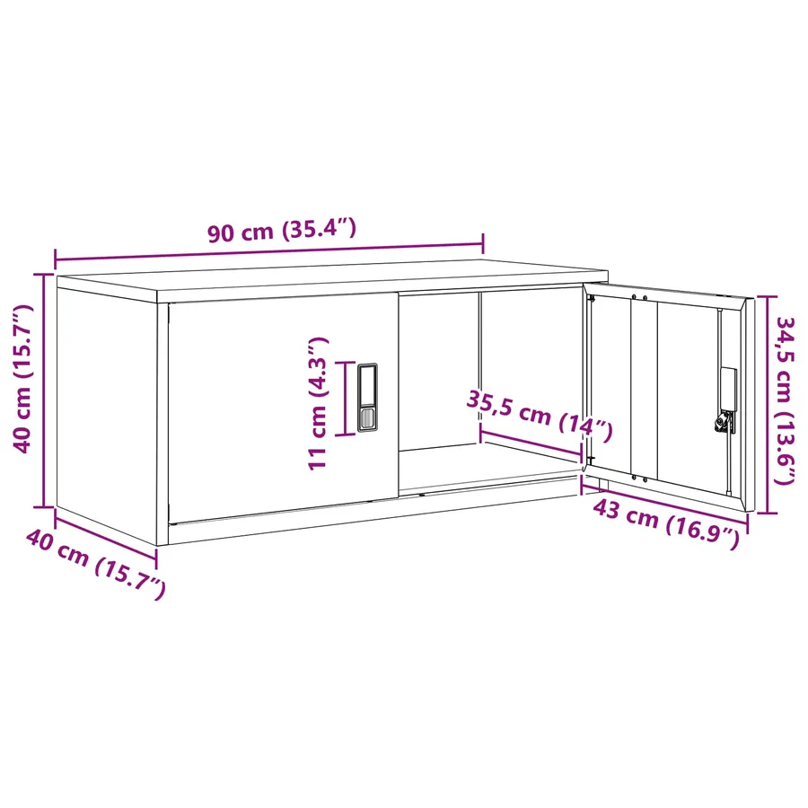 Armoire de rangement Blanc 90 x 40 x 40 cm Acier - 13