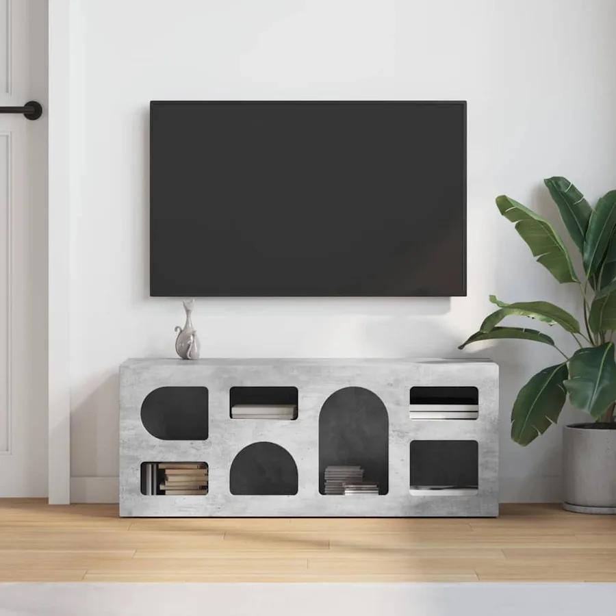 Meuble TV ELST 100 x 35 x 40 cm Gris béton Bois d'ingénierie - 4