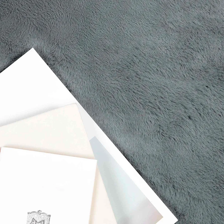 Tapis antidérapant en fausse de lapin OLITE Anthracite - 3