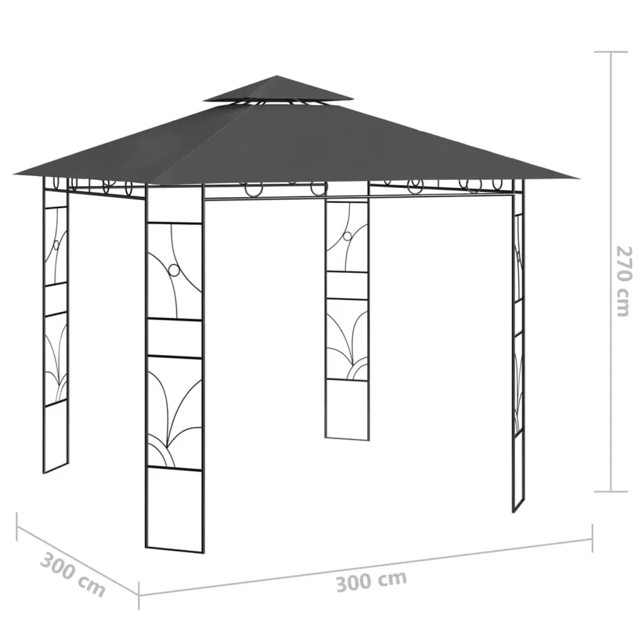 Belvédère 3x3x2,7 m Anthracite 160 g/m² - 5
