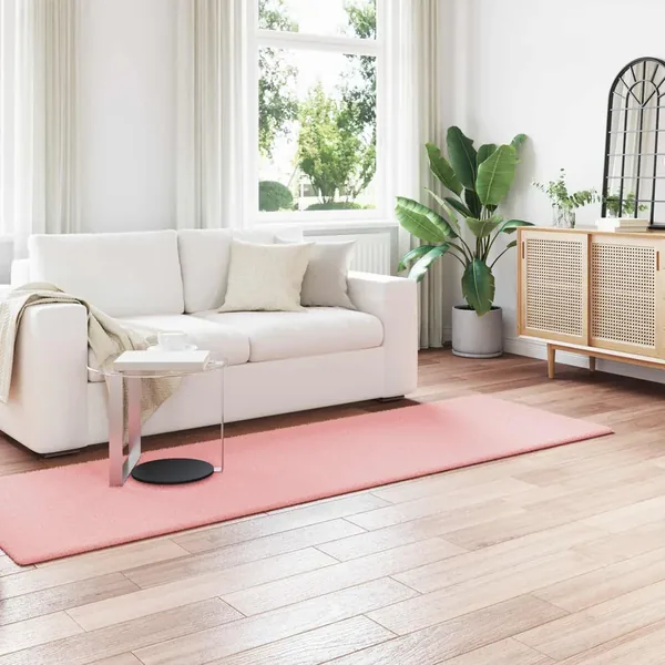 Tapis antidérapant en fausse de lapin OLITE Rose 80 x 250 cm