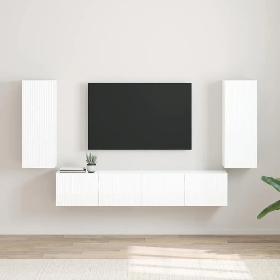 Meuble TV mural 2 pcs Blanc Brillant 30 x 31 x 80 cm