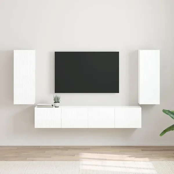 Meuble TV mural 2 pcs Blanc Brillant 30 x 31 x 80 cm