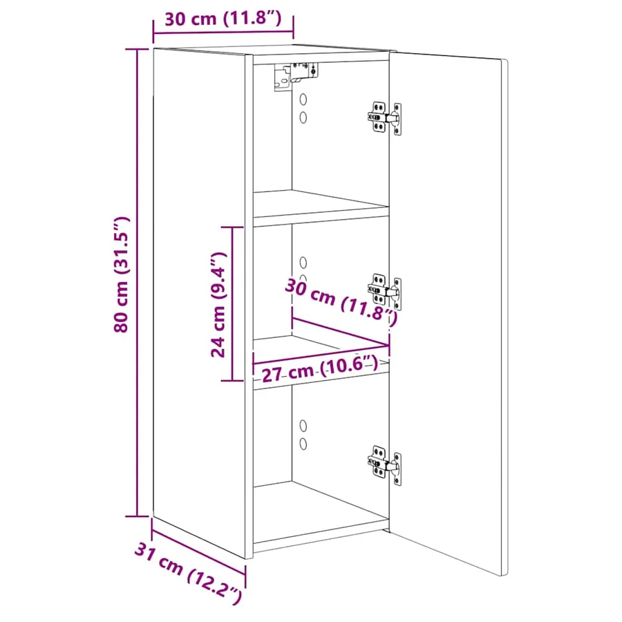 Meuble TV mural 2 pcs Blanc Brillant 30 x 31 x 80 cm - 15