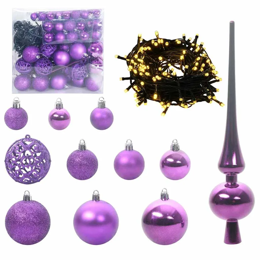Arbre de Noël artificiel pré-éclairé avec ensemble de boules - 6
