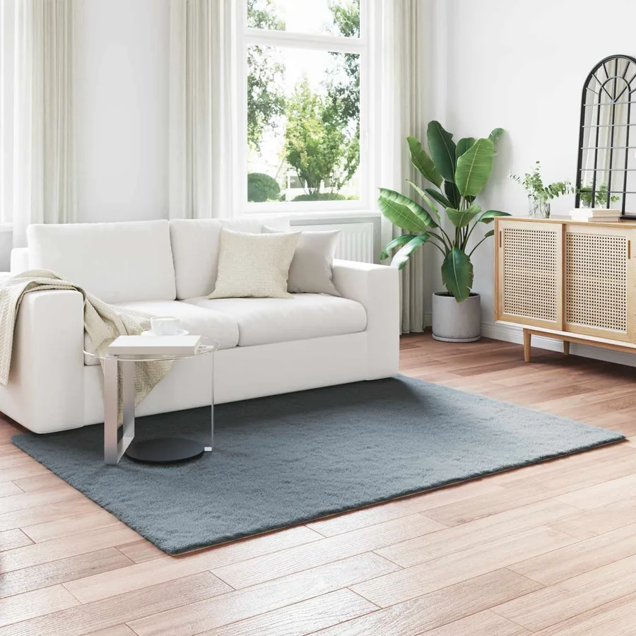 Tapis antidérapant en fausse de lapin OLITE Anthracite