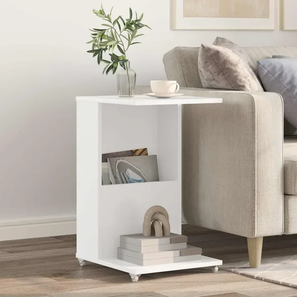 Table d'appoint Blanc 40 x 35 x 60 cm Bois d'ingénierie