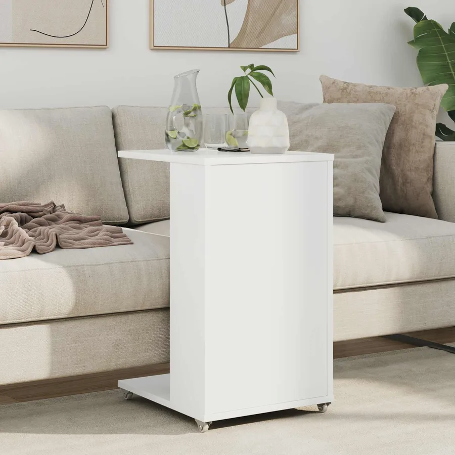 Table d'appoint Blanc 40 x 35 x 60 cm Bois d'ingénierie - 4